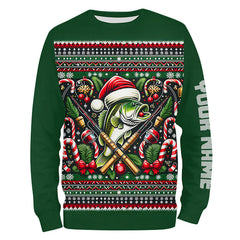 Maxcorners Bass Fishing Ugly Sweater Pattern Christmas Custom Fishing Shirts Personalized Fishing Gifts 2 LM2408