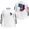 Maxcorners Bass Fishing American Flag Custom Long Sleeve Performance Shirts, Patriotic Bass Fishing Jerseys LM0201
