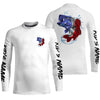 Maxcorners Bass Fishing American Flag Custom Long Sleeve Performance Shirts, Patriotic Bass Fishing Jerseys LM0201