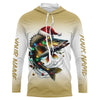 Maxcorners Christmas Lights String Walleye Christmas Fishing Shirts With Customized Name, Xmas Fishing Gifts LM0201
