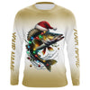 Maxcorners Christmas Lights String Walleye Christmas Fishing Shirts With Customized Name, Xmas Fishing Gifts LM0201