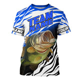 Maxcorners Bass Fishing Jerseys For Fishing Team Customize Name 3D Shirts Blue