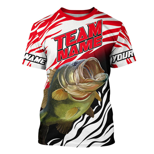 Maxcorners Bass Fishing Jerseys For Fishing Team Customize Name 3D Shirts Red