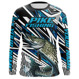 Maxcorners Pike Fishing Custom Long Sleeve Shirts, Blue Camo Pike Tournament Fishing Jerseys For Men And Women LM2408