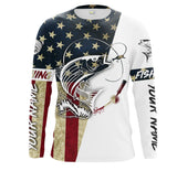 MaxCorners Striped Bass Fishing American Flag Customized Name 3D Long Sleeve Shirt