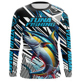 Maxcorners Custom Yellowfin Tuna Long Sleeve Tournament Fishing Shirts, Tuna Fishing Jerseys | Blue Camo 1 LM2408