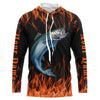 Maxcorners King Salmon Custom Saltwater Fishing Shirts, Salmon Long Sleeve Flame Fishing Jerseys | Orange LM0201
