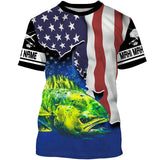 Maxcorners Mahi Mahi Fishing American Flag Customize Name 3D Shirts