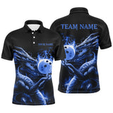 Max Corner Bowling and Pins Strike Bowling Fire Dragon Pattern Multicolored Bowling jerseys Custom Name And Team 3D Polo Shirt