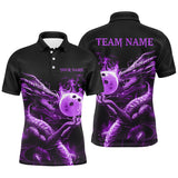 Max Corner Bowling and Pins Strike Bowling Fire Dragon Pattern Multicolored Bowling jerseys Custom Name And Team 3D Polo Shirt