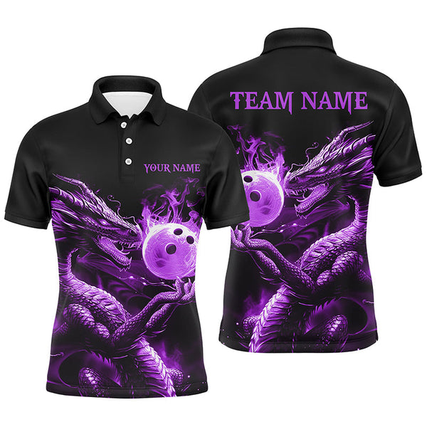 Max Corner Bowling and Pins Strike Bowling Fire Dragon Pattern Multicolored Bowling jerseys Custom Name And Team 3D Polo Shirt