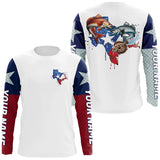 Maxcorners Custom Texas Slam Long Sleeve Fishing Shirts, Texas Trio Redfish, Trout, Flounder Fishing Shirts MT2108