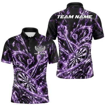 Maxcorners Custom Icy Purple Crystal Ice Dart Polo Shirt For Men, Dart Team Jersey Dart Outfit