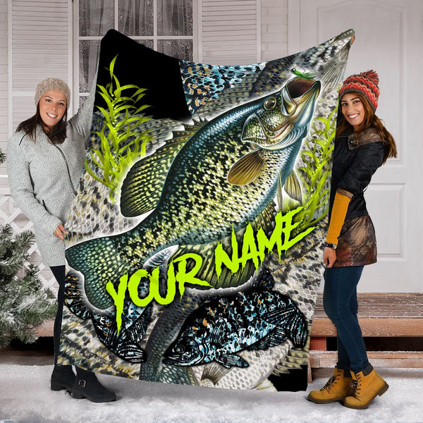 Maxcorners Crappie Fishing Customized Name 3D Quilt - Blanket