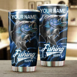 Maxcorners Bass Fishing Tumbler Makes Me Happy Customize Name