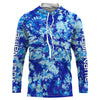 Maxcorners Custom Blue Tie dye camo Long Sleeve performance Fishing Shirts, personalized Fishing jerseys LM0201
