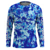 Maxcorners Custom Blue Tie dye camo Long Sleeve performance Fishing Shirts, personalized Fishing jerseys LM0201