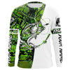 Maxcorners Largemouth Bass Custom Long sleeve performance Fishing Shirts, Bass Fishing jerseys | green camo LM0201