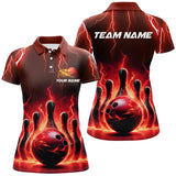 Maxcorners Bowling Polo Shirts Custom Red Thunder Lightning Bowling Team Jerseys Bowler Outfits