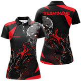 Maxcorners Custom Black And Red Flame Bowling Shirts Halloween Skull Bowling Shirts Outfits