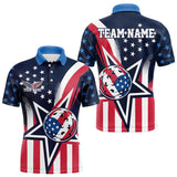 Maxcorners Custom US Star Pickleball Polo Shirts For Men, America Flag Patriotic Pickleball Team Jerseys