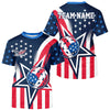 Maxcorners Custom US Star Pickleball Polo Shirts For Men, America Flag Patriotic Pickleball Team Jerseys
