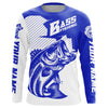 Maxcorners Personalized Bass Fishing Jerseys, Bass Fishing Long Sleeve Fishing Tournament Shirts | Blue LM0201
