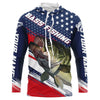 Maxcorners American Flag Bass Fishing Jerseys, Personalized Patriotic Bass Fishing Shirts For Fisherman LM0201