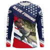 Maxcorners American Flag Bass Fishing Jerseys, Personalized Patriotic Bass Fishing Shirts For Fisherman LM0201