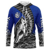 Maxcorners Custom Largemouth Bass Long Sleeve Tournament Fishing Shirts, Bass Fishing Jerseys | Blue LM0201