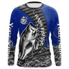 Maxcorners Custom Largemouth Bass Long Sleeve Tournament Fishing Shirts, Bass Fishing Jerseys | Blue LM0201
