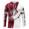 Maxcorners Custom Bass Fishing Tattoo Red Camo Long Sleeve Tournament Fishing Shirts, Bass Fishing Jerseys LM0201