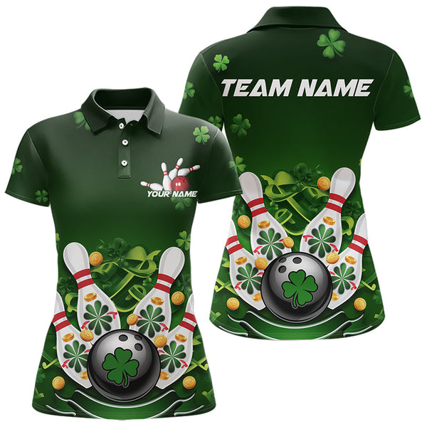 Maxcorners Custom Green St Patrick'S Day Bowling Polo Shirts For Men And Women, Saint Patrick Team Bowling Outfits