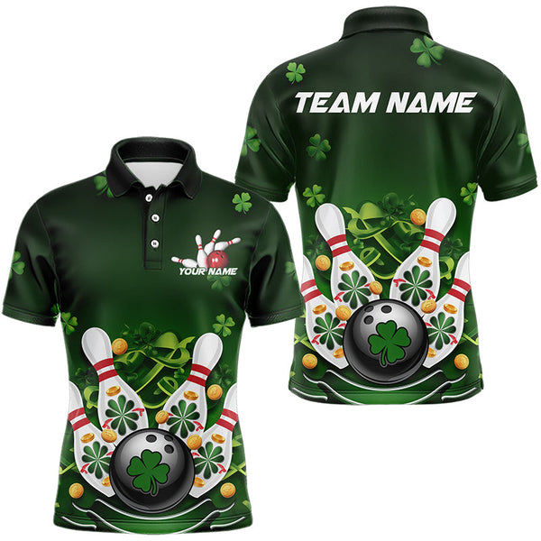 Maxcorners Custom Green St Patrick'S Day Bowling Polo Shirts For Men And Women, Saint Patrick Team Bowling Outfits