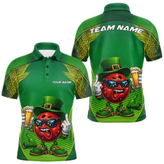 Maxcorners Custom Funny Leprechaun Bowling Ball And Beer St Patricks Day Bowling Shirts, Celtic Bowling Tournament Outfit LM1501