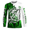 Maxcorners Custom Largemouth Bass Fishing Long Sleeve Tournament Shirts, Bass Fishing League Shirt | Green Camo LM0201