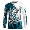 Maxcorners Custom Largemouth Bass Fishing Long Sleeve Tournament Shirts, Bass Fishing League Shirt | Blue Camo LM0201