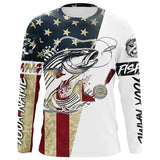 Maxcorners American Flag Custom Striped Bass Fishing Long Sleeve Shirts, Patriotic Stripper Fishing Jerseys LM2408