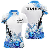 Maxcorners Bowling Ball And Pins Blue Outfit Customized Name, Team Anme 3D Polo Shirt