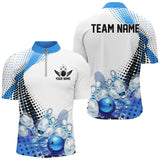 Maxcorners Bowling Ball And Pins Blue Outfit Customized Name, Team Anme 3D Polo Shirt