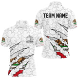 Maxcorners Custom California Flag Bowling Team Polo Shirts For Men, California Bowling League Shirt LM1109