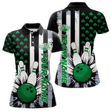 Maxcorners Custom Saint Patricks Bowling Polo Shirts For Men, Shamrock Flag Us Bowling Team Shirt