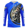 Maxcorners Personalized Largemouth Bass Fishing Jerseys, Bass Long Sleeve Tournament Fishing Shirts | Royal Blue LM0201