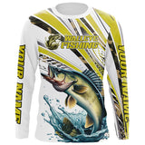 Maxcorners Personalized Walleye Fishing Jerseys, Custom Walleye Long Sleeve Fishing Shirts Camo LM2408