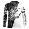 Maxcorners Custom Bass Fishing Tattoo Gray Camo Long Sleeve Tournament Fishing Shirts, Bass Fishing Jerseys LM0201