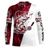 Maxcorners Custom Bass Fishing Tattoo Red Camo Long Sleeve Tournament Fishing Shirts, Bass Fishing Jerseys LM0201