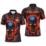 Maxcorners Flame Skull Bowling Customized Name And Team Name 3D Shirt