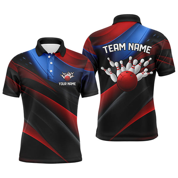 Maxcorners American Flag Bowling Team Customized Name And Team Name 3D Shirt