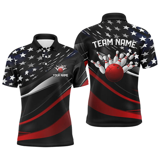 Maxcorners American Flag Patriotic Bowling Team Customized Name And Team Name 3D Shirt