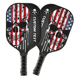 Maxcorners American Flag Skull Custom USA Pickleball Paddle, Patriotic Pickleball Paddle Halloween Pickleball Gifts